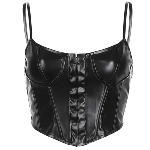 New Women's Push Up Bustier Corset Spandex Crop Top Black Size Medium - Picture 3 of 6